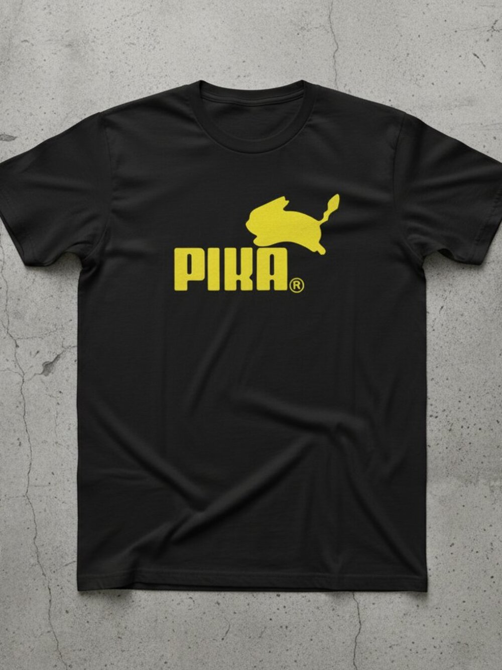 Pika Pikachu Pokemon Funny Puma Parody Graphic Black Unisex T-Shirt